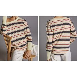 Pilcro Size Large Boatneck Top Striped Casual Comfy Preppy